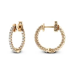 Small 14K Yellow Gold Inside Out Diamond Hoop Earrings 0.9ct -Fashion Accessories Shop small 14k gold inside out diamond hoop earrings 110ct p 6259 ro