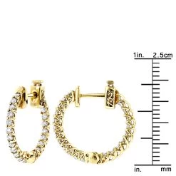 Small 14K Yellow Gold Inside Out Diamond Hoop Earrings 0.9ct -Fashion Accessories Shop small 14k gold inside out diamond hoop earrings 110ct p 6259 rulerye