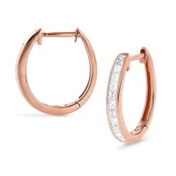 Small 14K Yellow Gold Princess Cut Diamond Hoop Earrings 0.6ct Luxurman Huggies -Fashion Accessories Shop small 14k gold princess cut diamond hoop earrings 06ct luxurman huggies ro
