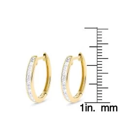 Small 14K Yellow Gold Princess Cut Diamond Hoop Earrings 0.6ct Luxurman Huggies -Fashion Accessories Shop small 14k gold princess cut diamond hoop earrings 06ct luxurman huggies ruler