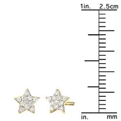 Small Diamond Star Earrings Studs 14K Yellow Gold 0.1ct -Fashion Accessories Shop small diamond star earrings studs 14k gold 01ct 000889 ruler yellow