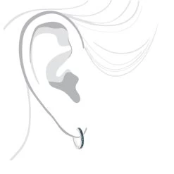 Small Hoop Blue Diamond Earrings 0.55ct 14K White Gold Huggies -Fashion Accessories Shop small hoop blue diamond earrings 055ct 14k gold huggies bodwh