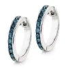Small Hoop Blue Diamond Earrings 0.55ct 14K White Gold Huggies -Fashion Accessories Shop small hoop blue diamond earrings 055ct 14k gold huggies wh