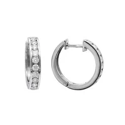 Small Hoops: 14K White Gold Diamond Hoop Earrings 1/2in 0.91ct