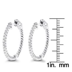 Small Hoops 14K White Gold Diamond Hoop Earrings Inside Out 0.74ct -Fashion Accessories Shop small hoops 14k diamond hoop earrings inside out 074 p 6932 rulerwh