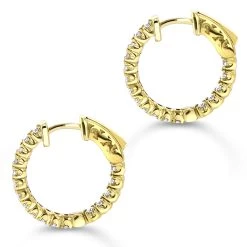 Small Hoops 14K Yellow Gold Inside Out Diamond Hoop Earrings 1 Carat 3/4in -Fashion Accessories Shop small hoops 14k inside out diamond hoop earrings 106 p 6908 backye