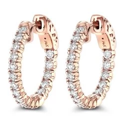 Small Hoops 14K Yellow Gold Inside Out Diamond Hoop Earrings 1 Carat 3/4in -Fashion Accessories Shop small hoops 14k inside out diamond hoop earrings 106 p 6908 ro