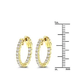 Small Hoops 14K Yellow Gold Inside Out Diamond Hoop Earrings 1 Carat 3/4in -Fashion Accessories Shop small hoops 14k inside out diamond hoop earrings 106 p 6908 rulerye
