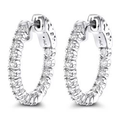 Small Hoops 14K Yellow Gold Inside Out Diamond Hoop Earrings 1 Carat 3/4in -Fashion Accessories Shop small hoops 14k inside out diamond hoop earrings 106 p 6908 wh