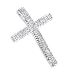 Small Pave Diamond Cross Pendant 0.33ct 14K White Gold