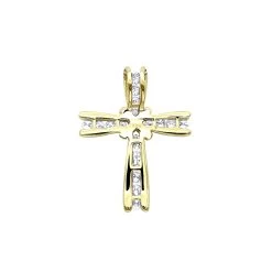 Small Women's Diamond Cross Pendant 14K Yellow Gold -Fashion Accessories Shop small womens diamond cross pendant in solid 14k gold backye