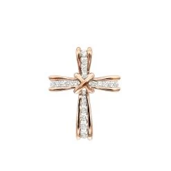 Small Women's Diamond Cross Pendant 14K Yellow Gold -Fashion Accessories Shop small womens diamond cross pendant in solid 14k gold ro