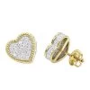 Large Solid 14K Yellow Gold Heart Diamond Stud Earrings For Women 0.75ct By Luxurman