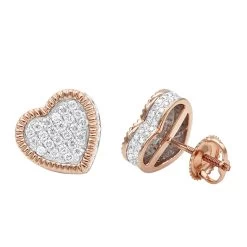 Large Solid 14K Yellow Gold Heart Diamond Stud Earrings For Women 0.75ct By Luxurman -Fashion Accessories Shop solid 14k gold heart diamond stud earrings for women 075ct by luxurman ro