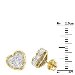 Large Solid 14K Yellow Gold Heart Diamond Stud Earrings For Women 0.75ct By Luxurman -Fashion Accessories Shop solid 14k gold heart diamond stud earrings for women 075ct by luxurman rulerye