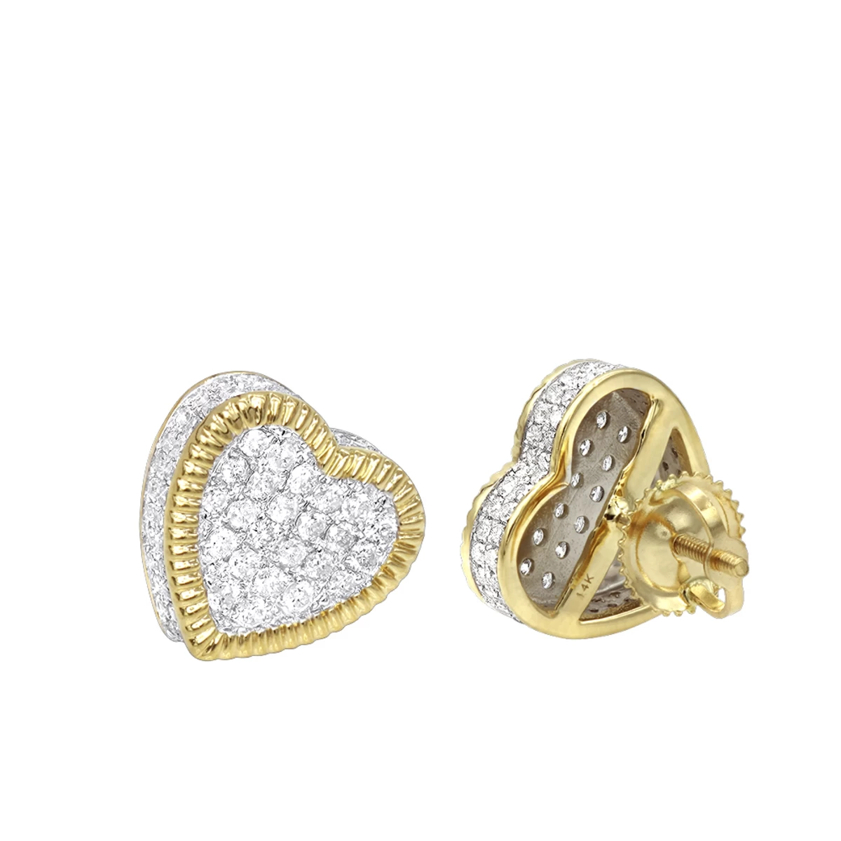 Solid 14K White Gold Large Heart Diamond Stud Earrings For Women 1ct By Luxurman 4 Solid 14K White Gold Large Heart Diamond Stud Earrings For Women 1ct By Luxurman - Image 2