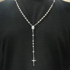 Solid 14K White Gold Rosary Beads Necklace 21in Long 9mm Wide 9 Solid 14K White Gold Rosary Beads Necklace 21in Long 9mm Wide -Fashion Accessories Shop solid 14k gold rosary beads necklace 21in long 9mm wide p 5965bod
