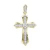 14K Yellow Gold Small Diamond Cross Pendant For Women 0.2ct