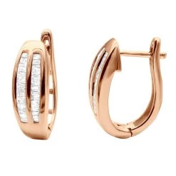 Solid 10K Yellow Gold Baguette Diamond Earrings Hoops 1/2ct -Fashion Accessories Shop solid gold baguette diamond earrings hoops 13ct p 7231 rose