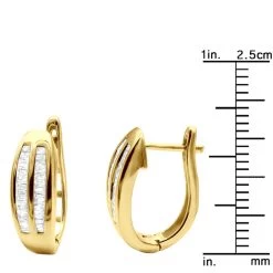 Solid 10K Yellow Gold Baguette Diamond Earrings Hoops 1/2ct -Fashion Accessories Shop solid gold baguette diamond earrings hoops 13ct p 7231 ruler yellow