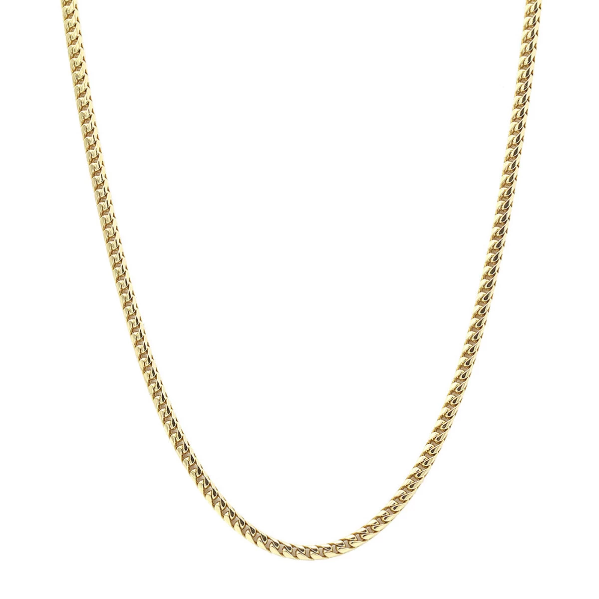 Solid 14K Yellow Gold Franco Chain Necklace For Men 3.5mm 20-32" 3 Solid 14K Yellow Gold Franco Chain Necklace For Men 3.5mm 20-32"
