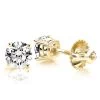 Solitaire 1 Carat Round Diamond Stud Earrings F-G VS In 4 Prong 18K Yellow Gold