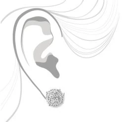 Sparkling Round Diamond Cluster Earrings Studs For Men & Women 14K White Gold -Fashion Accessories Shop sparkling round diamond cluster earrings 090ct 14k gold 4
