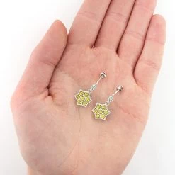 Star Dangle Earrings With White And Yellow Diamonds 0.80ct 14K Yellow Gold -Fashion Accessories Shop star dangle earrings with white and yellow diamonds 080ct 14k 3