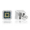 Square Sterling Silver Diamond Earrings Studs 0.35ct Yellow Blue Diamonds -Fashion Accessories Shop sterling silver diamond earrings 050ct yellow blue p 44068