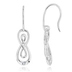 Sterling Silver Diamond Infinity Hook Earrings Luxurman Love Quotes