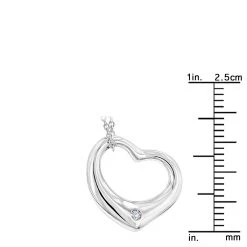 Sterling Silver Open Heart Diamond Necklace With Chain Luxurman Love Quotes -Fashion Accessories Shop sterling silver open heart diamond necklace with chain luxurman love quotes ruler