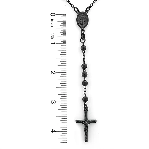 Sterling Silver Rosary Necklace Black Rhodium Plating 5mm Beads 4 Sterling Silver Rosary Necklace Black Rhodium Plating 5mm Beads - Image 2
