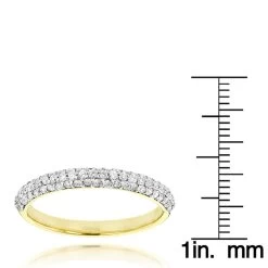 Thin 14K Rose Gold Women's Pave Diamonds Band By Luxurman 0.6ct -Fashion Accessories Shop thin 14k gold womens pave diamonds band by luxurman 06ct rulerye