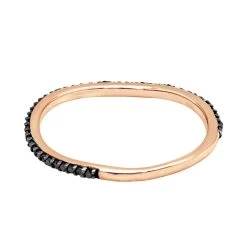 Thin Black Diamond Band For Women 14K Yellow Gold 0.15ct Curved Stackable Ring -Fashion Accessories Shop thin black diamond band in 14k gold 019ct stackable rings p 49481 backro