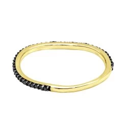 Thin Black Diamond Band For Women 14K Yellow Gold 0.15ct Curved Stackable Ring -Fashion Accessories Shop thin black diamond band in 14k gold 019ct stackable rings p 49481 backye