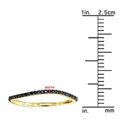 Thin Black Diamond Band For Women 14K Yellow Gold 0.15ct Curved Stackable Ring -Fashion Accessories Shop thin black diamond band in 14k gold 019ct stackable rings p 49481 rulerye