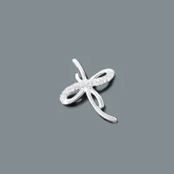 Tiny Diamond Cross Pendant 10K White Gold 0.12ct