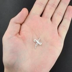 Tiny Diamond Cross Pendant 10K White Gold 0.12ct -Fashion Accessories Shop tiny diamond cross pendant in 10k gold 012ct 4