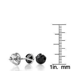 Two Carat 14K White Gold Solitaire Black Round Diamond Bezel Stud Earrings -Fashion Accessories Shop two carat 14k gold solitaire black round diamond bezel stud earrings rulerwh