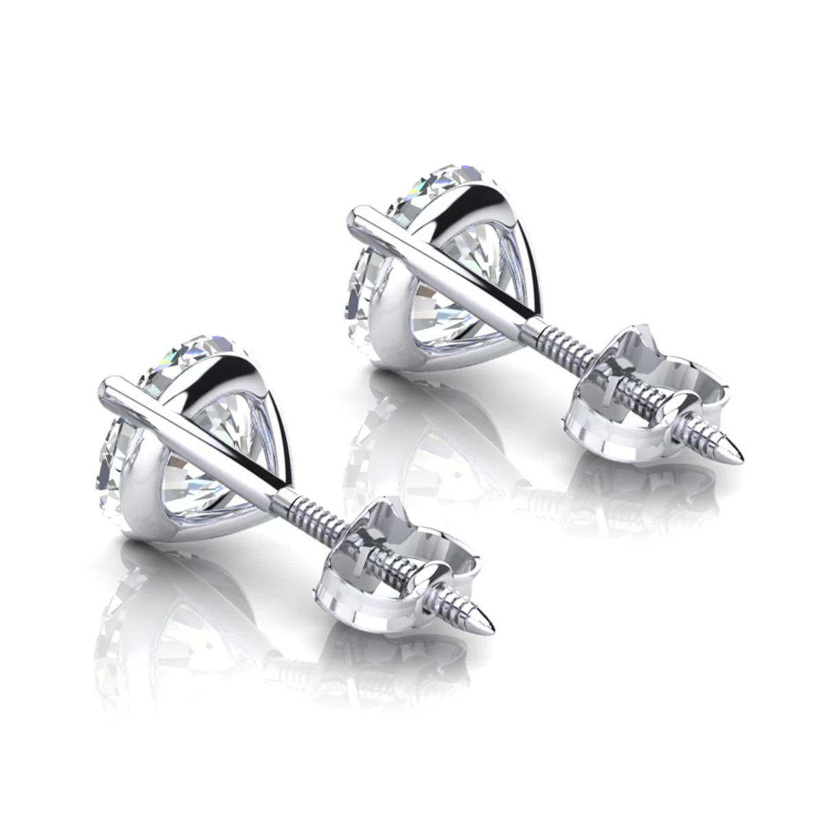 Two Carat 14K White Gold Solitaire Round Diamond Martini Stud Earrings 6 Two Carat 14K White Gold Solitaire Round Diamond Martini Stud Earrings - Image 4