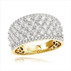 Unique Luxurman Bands: 14K Rose Gold Wide Diamond Ring For Women 2 Carat -Fashion Accessories Shop uniqe luxurman bands 14k gold wide diamond ring for women 2 carat ye
