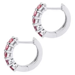 Pink Diamond Huggie Earrings Hoops 1 Carat 14K White Gold -Fashion Accessories Shop unique 1 carat pink diamond hoop earrings 14k gold small huggies 018270 back white