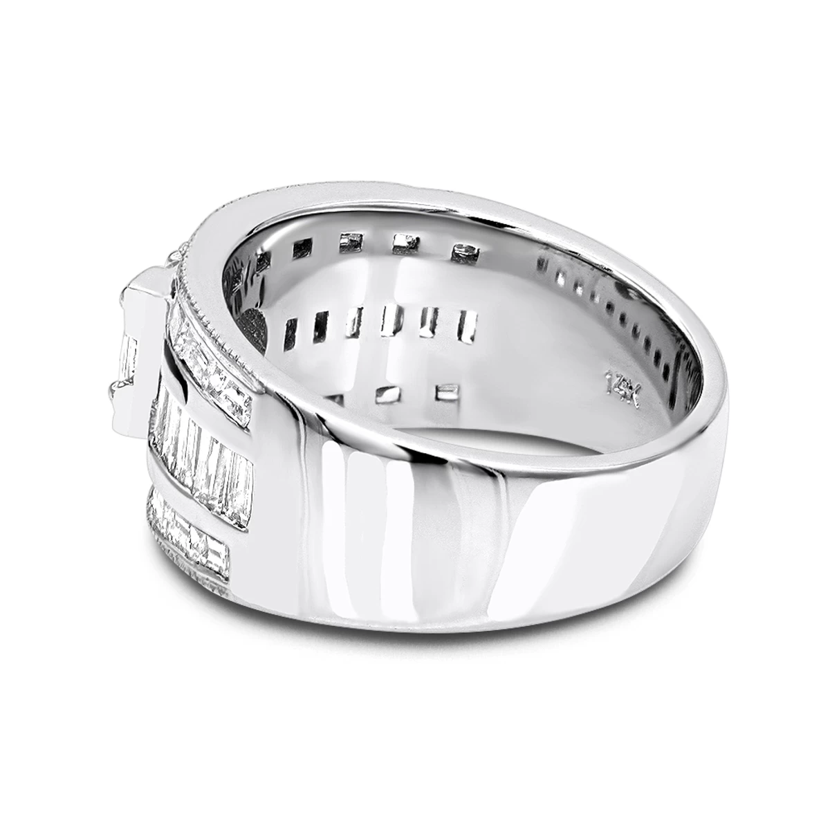 Unique 14K White Gold Baguette & Round Diamond Engagement Ring 2.75ct By Luxurman 6 Unique 14K White Gold Baguette & Round Diamond Engagement Ring 2.75ct By Luxurman - Image 4