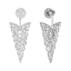 Unique 14K White Gold Designer Baguette Round Diamond Earrings 4ct