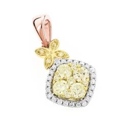 Unique 14K White Gold Designer White Yellow Diamond Women's Pendant By Luxurman -Fashion Accessories Shop unique 14k gold designer white yellow diamond womens pendant by luxurman ro