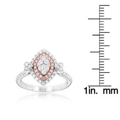 Unique 14K White Gold White Pink Diamond Ring For Women Marquise Hearts Design 13 Unique 14K White Gold White Pink Diamond Ring For Women Marquise Hearts Design -Fashion Accessories Shop unique 14k gold white pink diamond ring for women marquise hearts design ruler