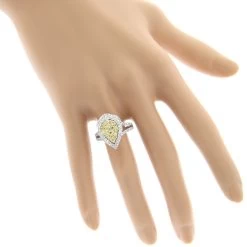 Unique 14K White Gold White Yellow Diamond Pear Shape Cluster Ring For Women 1.5c -Fashion Accessories Shop unique 14k gold white yellow diamond pear shape cluster ring for women 15c bodwh
