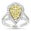 Unique 14K White Gold White Yellow Diamond Pear Shape Cluster Ring For Women 1.5c -Fashion Accessories Shop unique 14k gold white yellow diamond pear shape cluster ring for women 15c mainwh