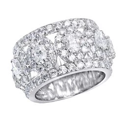 Unique 14K White Gold Wide Diamond Wedding Band 6.55ct Ladies Anniversary Ring
