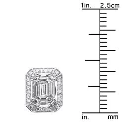 Unique 18K White Gold Emerald Cut Diamond Stud Earrings Halo Design 2.5ct -Fashion Accessories Shop unique 18k gold emerald cut diamond stud earrings halo design 25ct 803202 ruler white